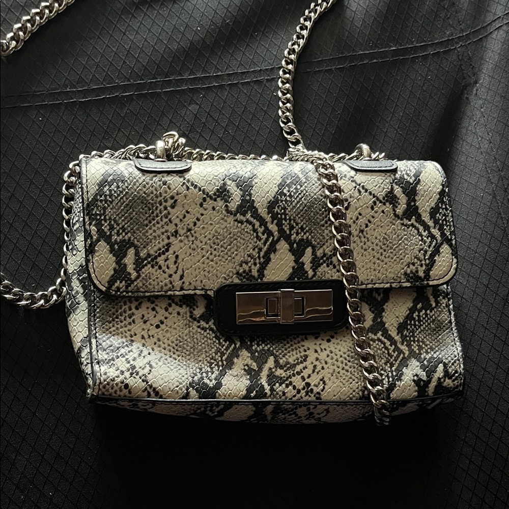 Steve Madden Black and White Snakeskin Crossbody Bag